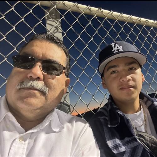 Father and son in the shop