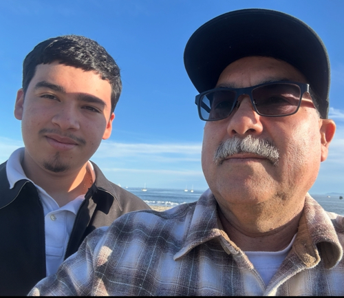 Father and son working together