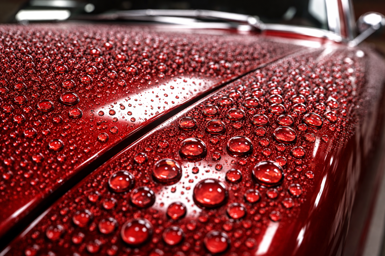 Water beading on coated surface