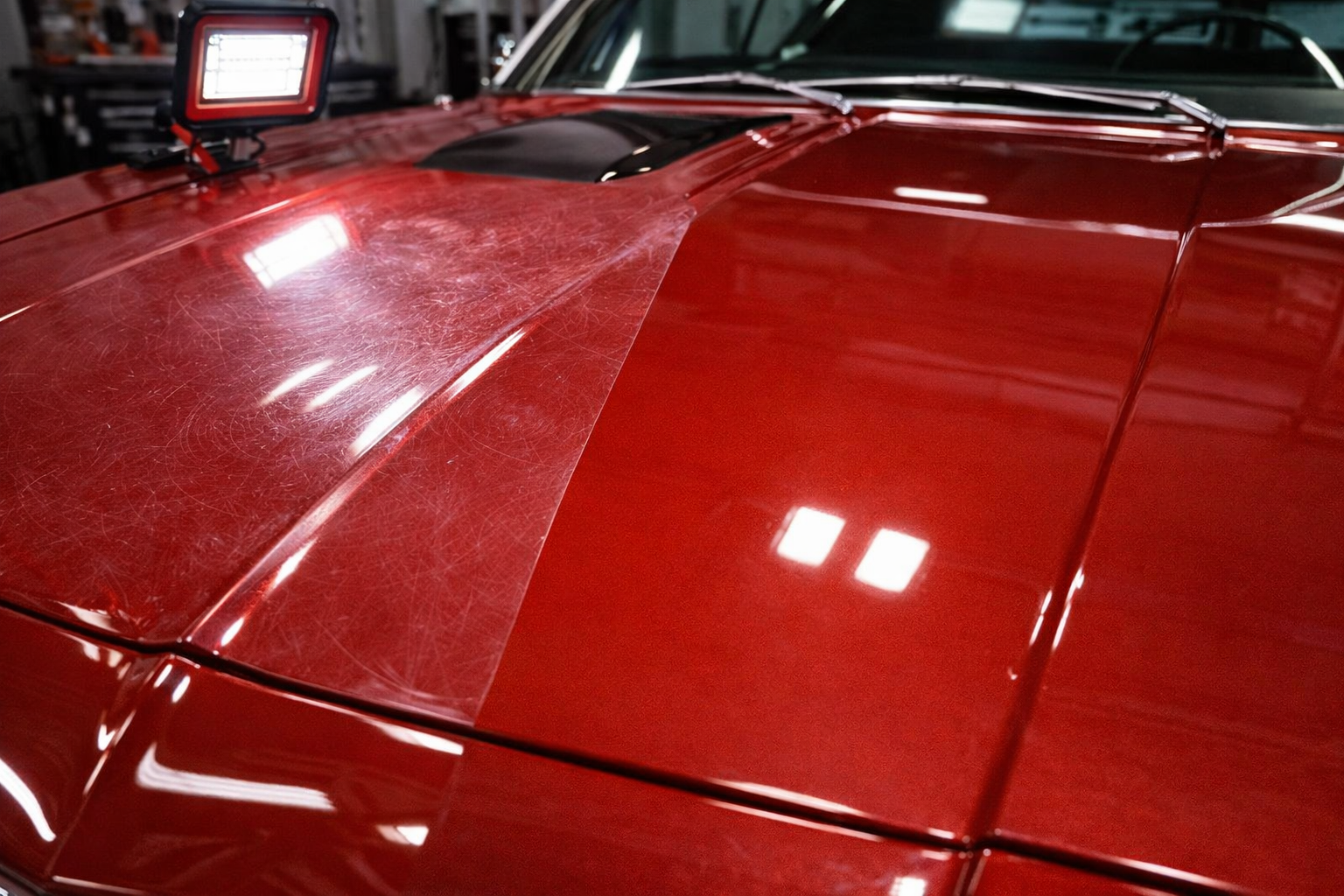 Half-and-half hood correction under inspection light